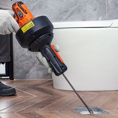 VEVOR 12V Electric Drain Auger 25FT Plumbing Snake Auto Feed for 3/4″-2″ Pipes