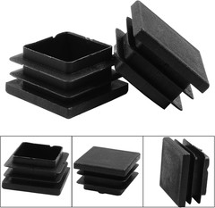 8 Pack 1-1/4″ Square Plastic Plugs, Black Tubing End Caps Plugs Insert for Squar