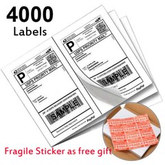 4000 Premium Shipping Blank Labels 2 per Sheet 8.5×5.5 Half Sheet Self Adhesive