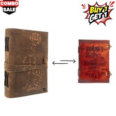 Handmade Leather Journal 5×7 –Wolf&Journey Embossed Diary,200 Pages |B1g1 free
