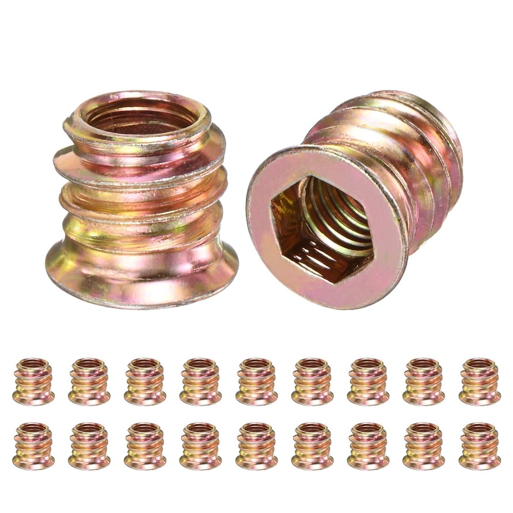 M METERXITY M8x10mm Gold Tone threaded inserts wood 20pc