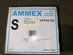 AMMEX VPF62100Vinyl Powder Free Exam Gloves, SMALL, 1 Case 10 Box 100=1000 Qty