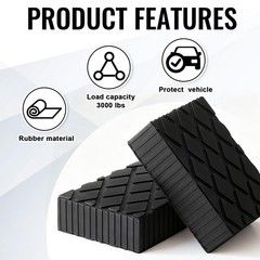 Pangda 4 Pack Solid Rubber Auto Lift Pads 6-3/8 X 4-3/4 X 1.57 Anti-Skid Lift