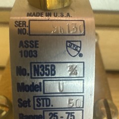 Watts Regulator N35B Pressure Regulator Valve Size ¾ Set: 50Psi Range: 25-75Psi
