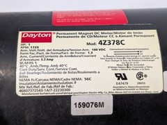 Dayton 4Z378C Permanent Magnet DC Motor, 46807372543-1A, 1HP, 1725RPM, 56C, 180V