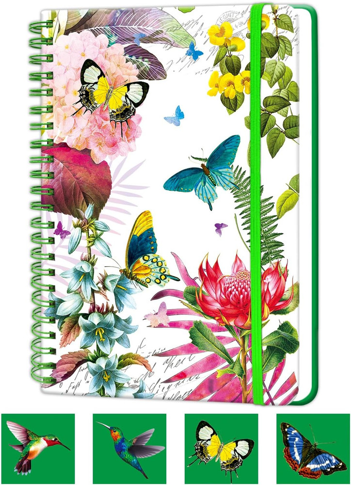 A5 Hardcover Spiral Notebook, 5.7X8.5 Inches Lined Journal 160 Pages Butterfly S