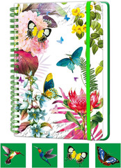 A5 Hardcover Spiral Notebook, 5.7X8.5 Inches Lined Journal 160 Pages Butterfly S