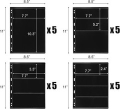 20 Sheets 40 Pages Stamp Album Pages 9-Hole Stamp Collection Inserts Double S…