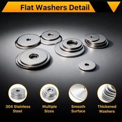 108PCS Flat Washers Assortment Kit, 304 Stainless Steel Fender Washers, 12 Si…