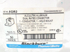Box of 50 Blackburn ADR2 Dual Rated Aluminum Mechanical 1 Hole Lugs #2-#14 AWG