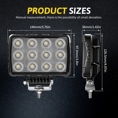2x Powerful New 6X4 LED Work Light For Truck Flood Light 12V 24V Tractor lights