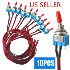10PCS SPST Toggle Switch Pre-Wired On/Off Metal Small Automotive/Boat/Car/Truck