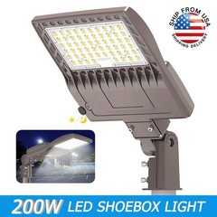 LED Street Lights Shoebox Parking Lot Lighting 200W IP65 Outdoor Yard Flood Lamp