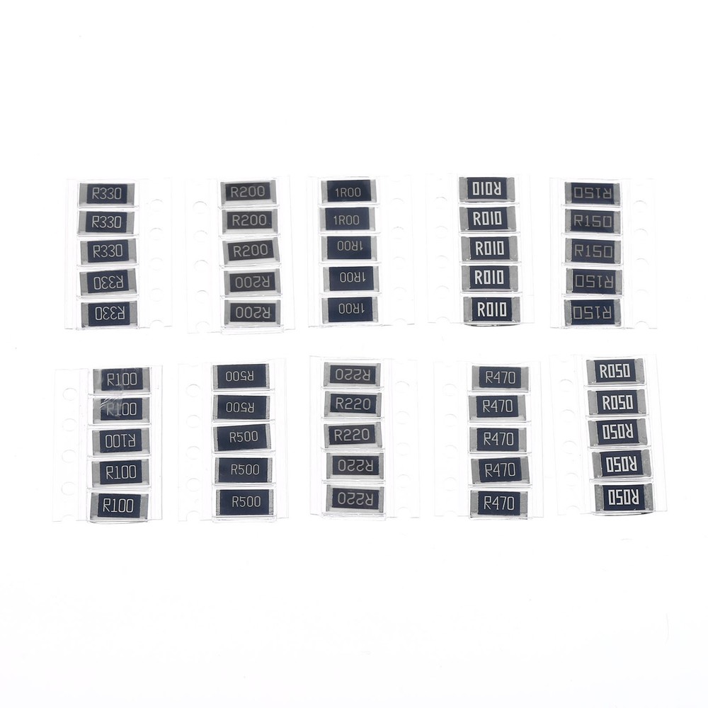50Pcs 2512 Surface Mount Device Resistor Kit 0.01R-1R Ohm 1% 1W