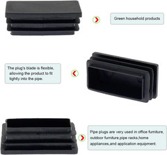 4PCS 2 X 4 Inch 50X100Mm Rectangle Black Plastic Plug End Cap Plastic Rectangle