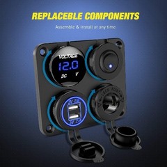4 in 1 ON OFF Charger Socket Panel Dual USB Charger Power Color: 4 in 1 Panel