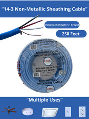 250FT CME 14/3 NM-B Indoor Wire Solid Copper w/Ground – Residential Cable NMB