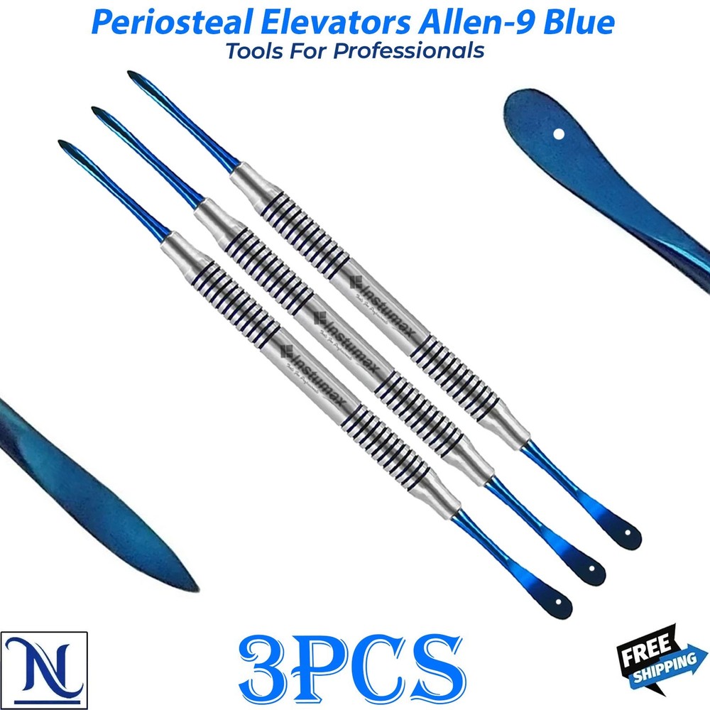 Allen #9 Periosteal Elevator Ergonomic Blue Handle Dental Surgical Instrument