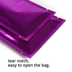 Many Sizes for Glossy Purple Flat Heat-Sealable Foil Open Top Pouch Bag P10