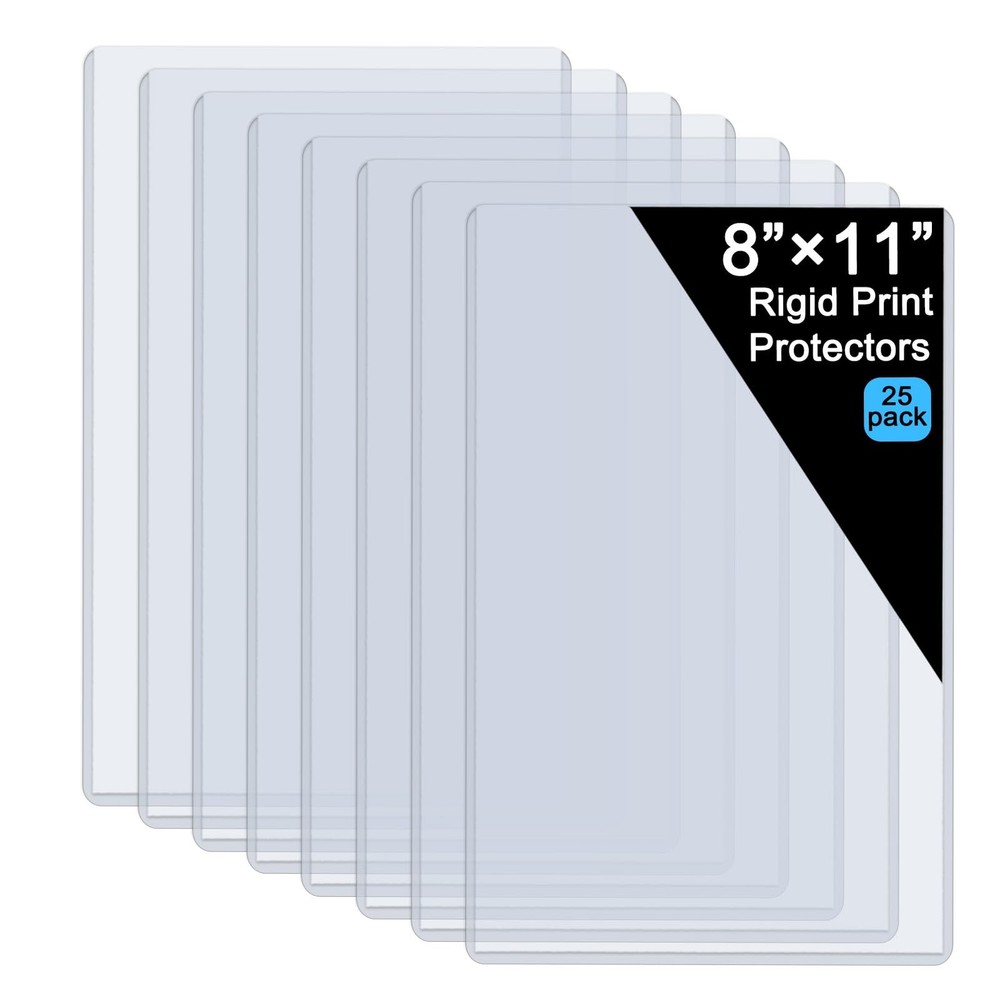 25 Pack 8.5″ x 11″ Hard Sheet Protectors Rigid Print Protectors Clear Waterpr…
