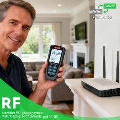 RDINSCOS EMF Detector, Detect All 3 Types of Electromagnetic Radiation Black