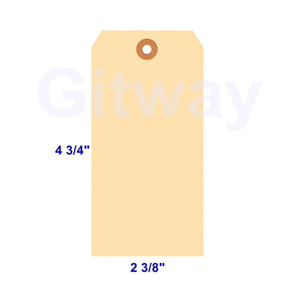 1000- 4 3/4″ x 2 3/8″ Size 5 Blank Manila Inventory Shipping Hang Tag Tags 10 Pt