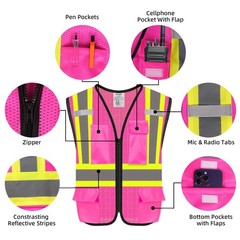 Safety Vest with Pockets – High Visibility Reflective Mesh Vest for Men & Women