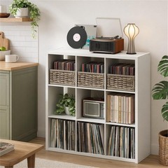 Pemberly Row 9-Cube Media Storage Organizer in Engineered Wood White