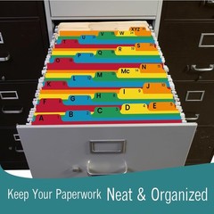 Alphabetical File Organizer, 25 Alphabet Dividers with Tabs for File Cabinet and