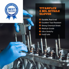 TitanFlex Nitrile Exam Gloves, Blue, Medium (Pack of 100), Blue(medium 100)