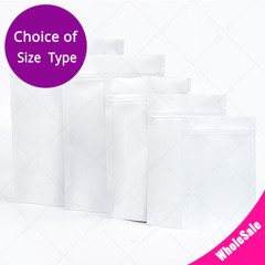 Assorted Size Matte Two Sided White Foil Mylar Stand Up Zip Lock Pouch Bag B02