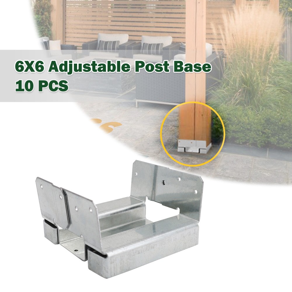 10Pcs 6×6 Concrete Deck Post Anchor Base Adjustable Metal Post Bracket Post Base