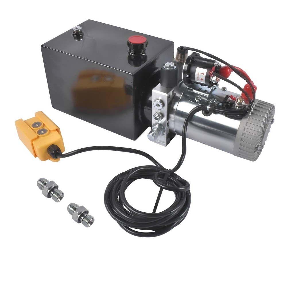 6 Quart Single Acting Hydraulic Pump Dump Trailer Power Unit 12V DC 3200 PSI NEW