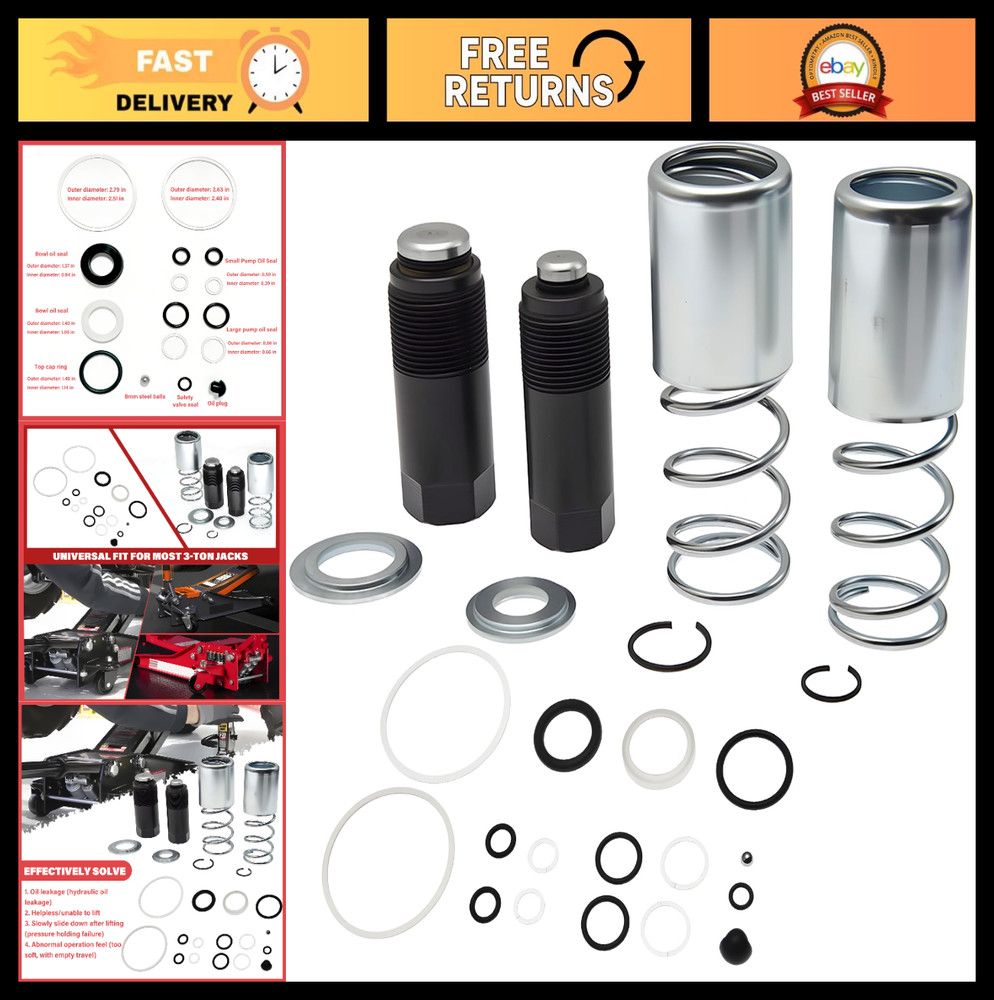 3-Ton Dual Pump Floor Jack Rebuild Kit – Seal & Repair Parts for Horizontal Jack