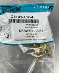 CompX Fort Locks C8131-107-4 Drawer Locks Satin Brass Keyed Alike New