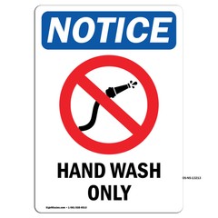 Hand Wash Only With Symbol OSHA Notice Sign Metal Plastic Decal