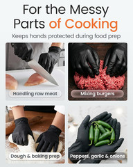 5 Mil Black Nitrile Gloves for Food Prep – Textured Food Prep Gloves – Food Hand