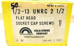 Box Of 50 New HOLO-KROME 1/2″-13 X 2-1/2″ UNRC Flat Head Socket Cap Screws 60138