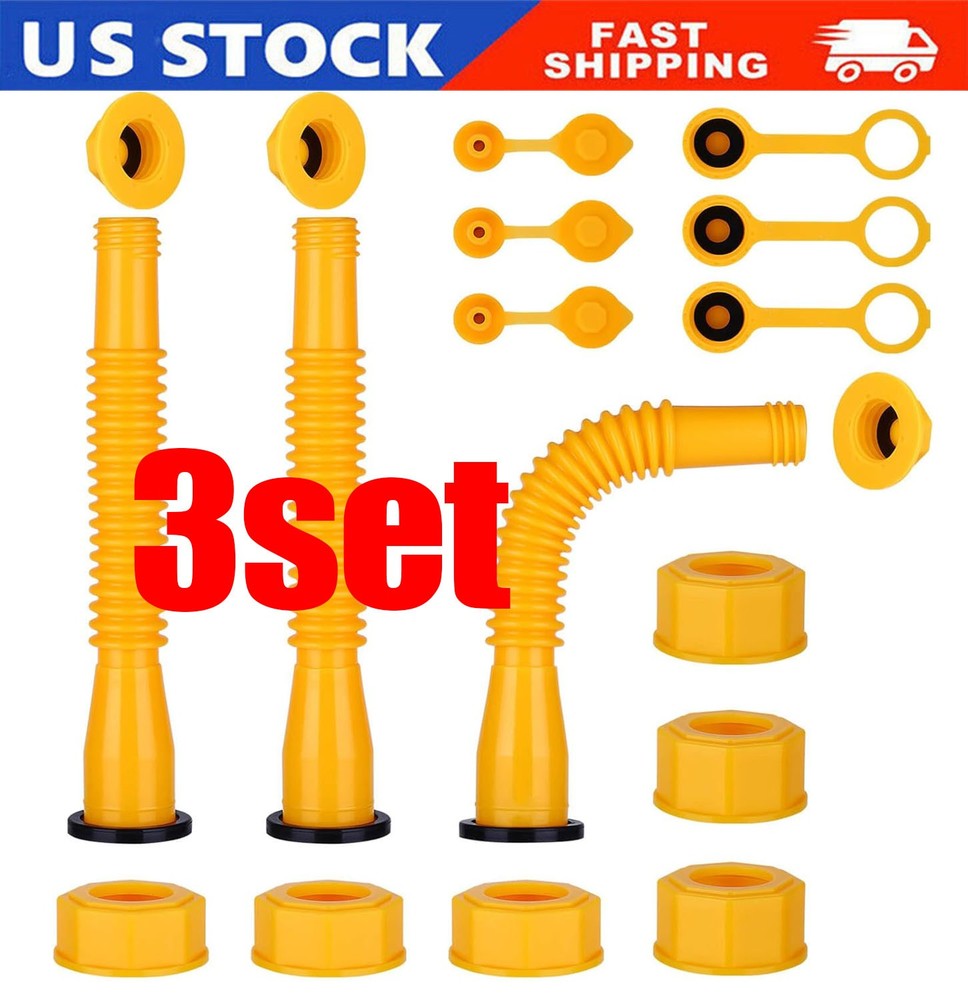 3X Replacement Gas Can Spout Nozzle Vent Kit for Plastic Gas Cans Old Style Cap