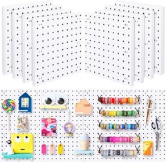8Pcs White Pegboard Panels with Mounting Kits for Easy Installation and Storage