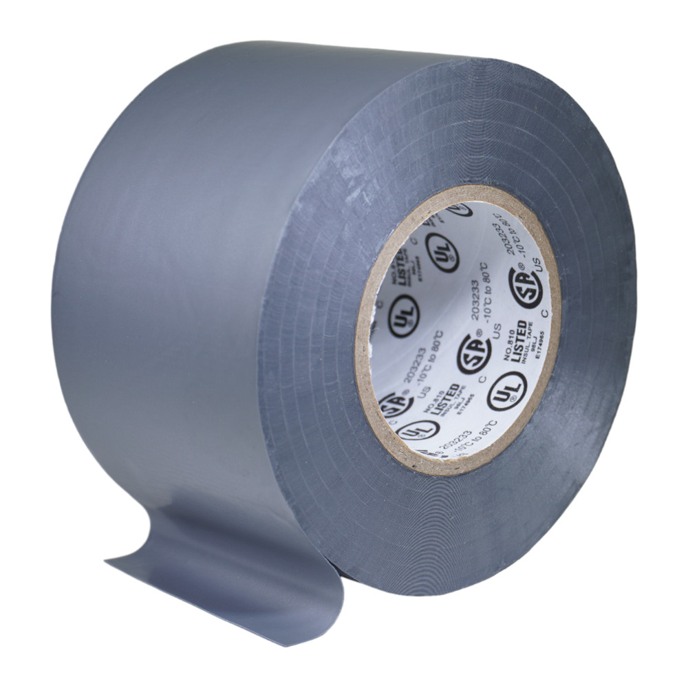TapesSupply roll gray electrical vinyl pvc tape 2″ x 66 ft