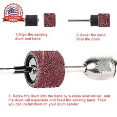 AUSTOR Aluminum Oxide Sanding Drum Set with Free Box Including 120 Pieces Drum S