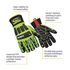 NEW X-Large Ringers Gloves 297-11 Roughneck Hi-Vis Cut Resistant Impact Gloves