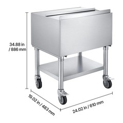Uimoso 65.1Qt Commercial Ice Bin 24 x 19in Underbar Ice Storage with Sliding Lid