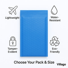Villago #000 Blue Bubble Mailers 4×8 Self-Seal Padded Envelopes – 50/100/1000