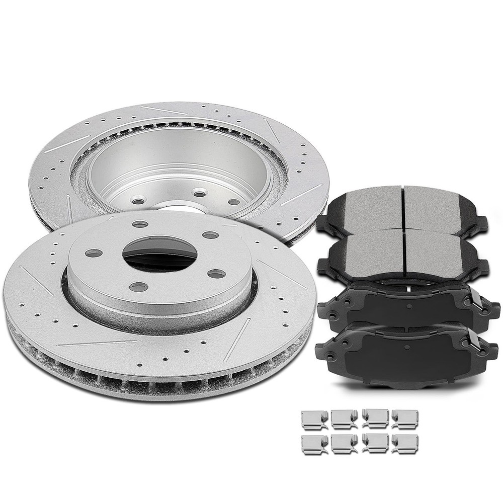 11.89 302mm Front Vented Disc Rotors Ceramic Brake Pads for Jeep Wrangler 2007-2