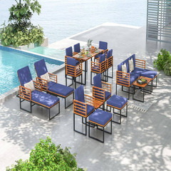 3-Pieces Acacia Wood Outdoor Bistro Patio Conversation Set Table and Chair with