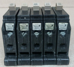 LOT OF 5 CH120 Eaton Circuit Breaker Type CH 1 Pole 20 Amp 120v