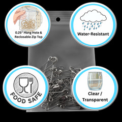 2 Mil Clear Reclosable Plastic Polybags 5″ x 8″ Top Seal w/ Hang Hole 2000 Packs