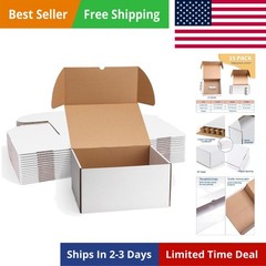 12x10x6 White Shipping Boxes Set of 15, Corrugated Cardboard Mailer Boxes for…